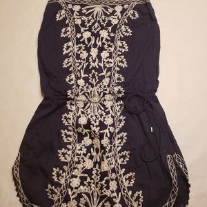 Cynthia Rowley navy blue linen swimwear cover up